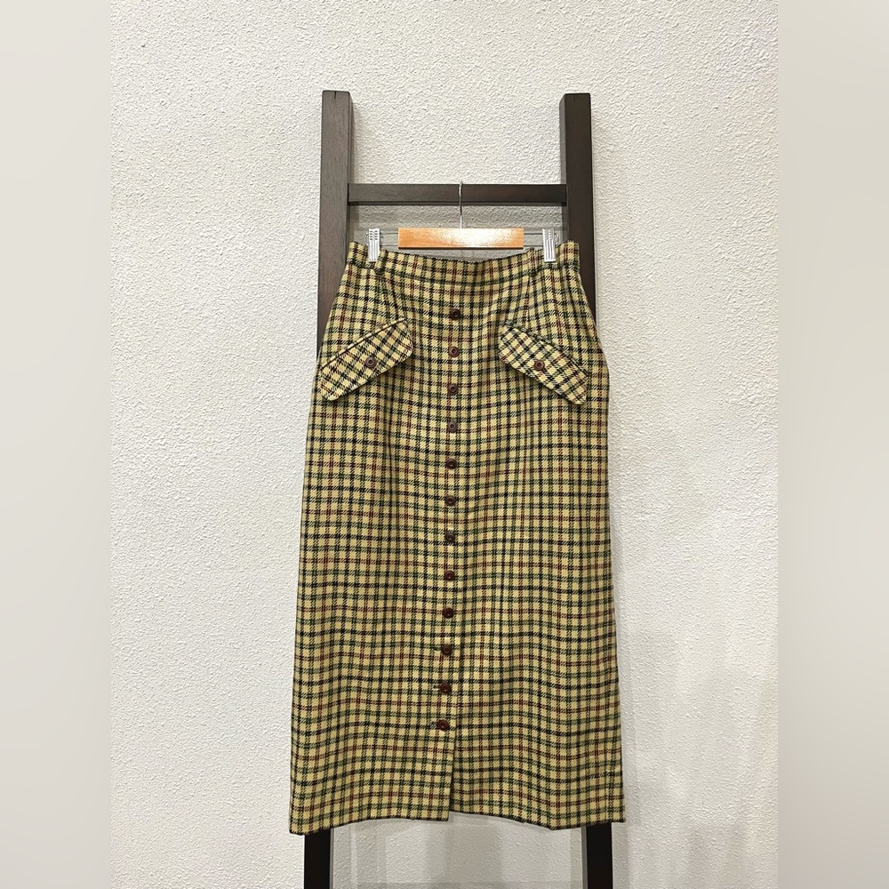 Vintage wool plaid skirt.